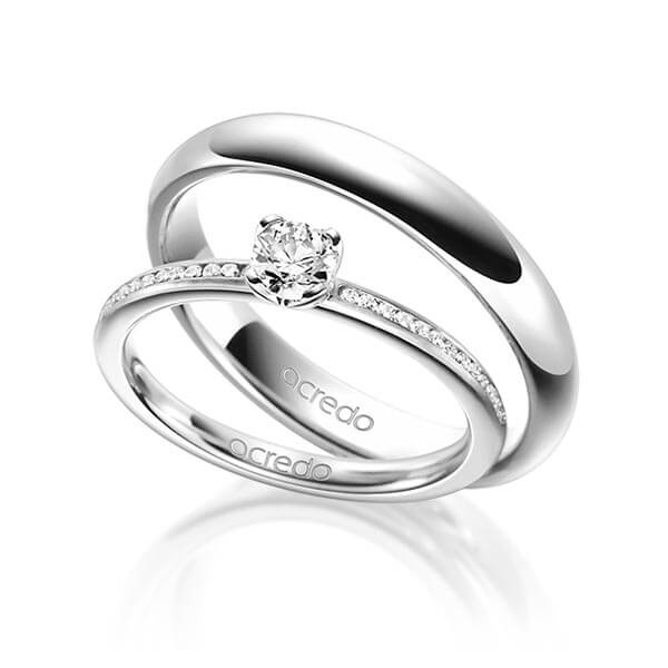 Set in witgoud 14 kt. met 0,3 ct. + in totaal 0,13 ct. Briljanten tw/si van acredo - A-1601-1 Set in witgoud 14 kt. met 0,3 ct. + in totaal 0,13 ct. Briljanten tw/si van acredo - A-1601-1