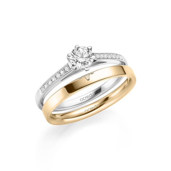 Set in witgoud 14 kt. met 0,4 ct. + in totaal 0,07 ct. Briljant tw/si van acredo