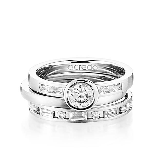 Set in witgoud 14 kt. met 0,5 ct. + in totaal 1,005 ct. Briljanten & Baguette-Diamant & Briljant tw/si tw,vs van acredo