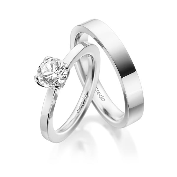Set in witgoud 14 kt. met 1 ct. Briljanten tw,vs van acredo