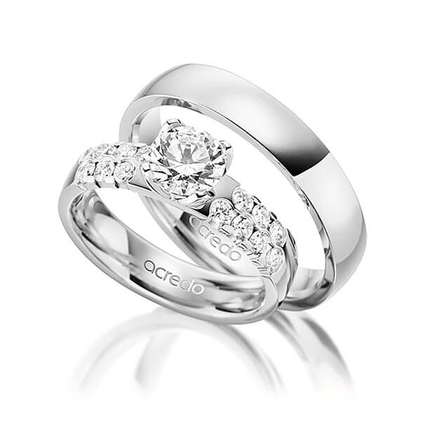 Set in witgoud 14 kt. met 1 ct. + in totaal 0,56 ct. Briljant tw/si van acredo - A-1561-1