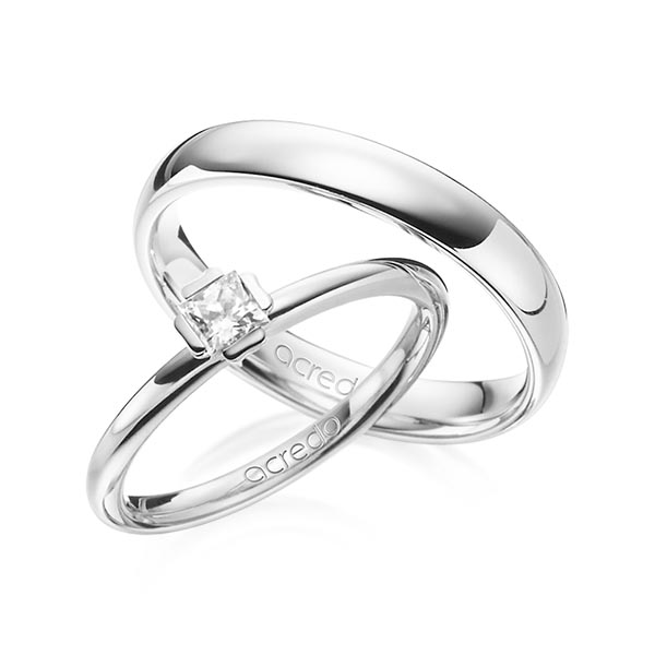 Set in witgoud 14 kt. met in totaal 0,25 ct. Princess-Diamant tw/si van acredo - A-1361-4