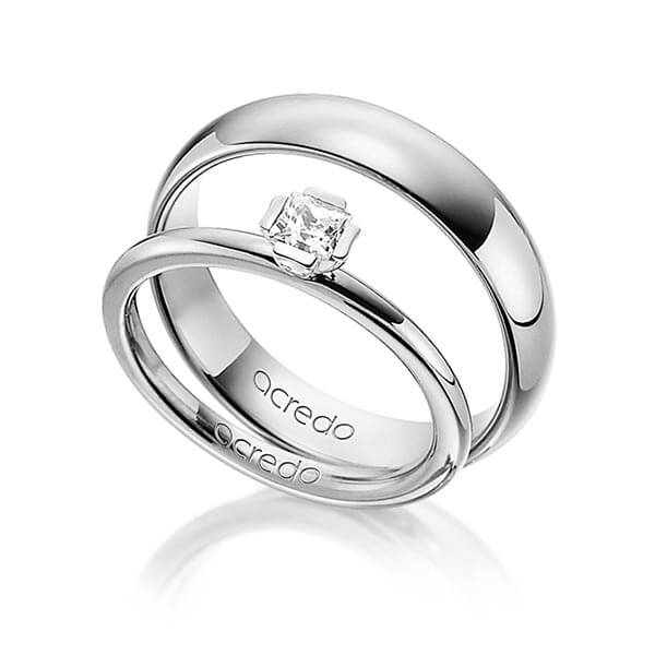 Set in witgoud 14 kt. met in totaal 0,25 ct. Princess-Diamant tw/si van acredo - A-1364-4