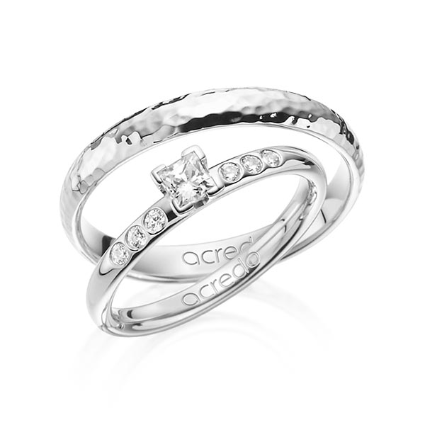 Set in witgoud 14 kt. met in totaal 0,32 ct. Princess-Diamant tw,vs tw/si van acredo - A-1362-1