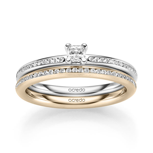 Set in witgoud 14 kt. met in totaal 0,425 ct. Briljant tw/si van acredo