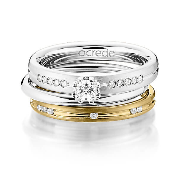 Set in witgoud 14 kt. met in totaal 0,47 ct. Princess-Diamant & Briljant tw/si van acredo