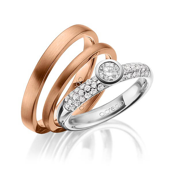 Set in witgoud 14 kt. met in totaal 0,61 ct. Briljanten & Briljant tw,vs tw/si van acredo
