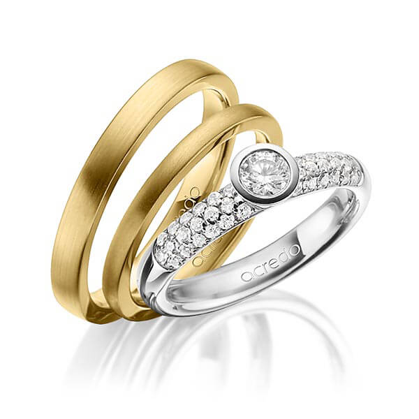 Set in witgoud 14 kt. met in totaal 0,61 ct. Briljanten & Briljant tw,vs tw/si van acredo