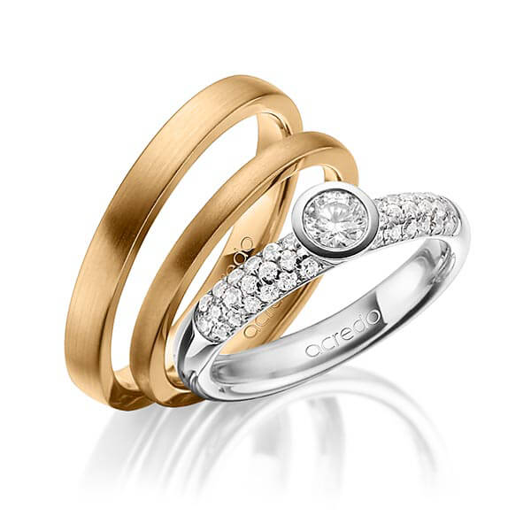 Set in witgoud 14 kt. met in totaal 0,61 ct. Briljanten & Briljant tw,vs tw/si van acredo