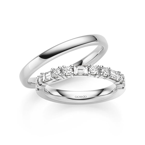 Set in witgoud 14 kt. met in totaal 0,85 ct. tw,vs van acredo