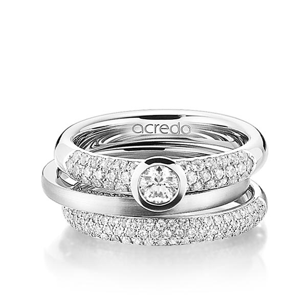 Set in witgoud 14 kt. met in totaal 0,99 ct. Briljanten & Briljant tw,vs tw/si van acredo
