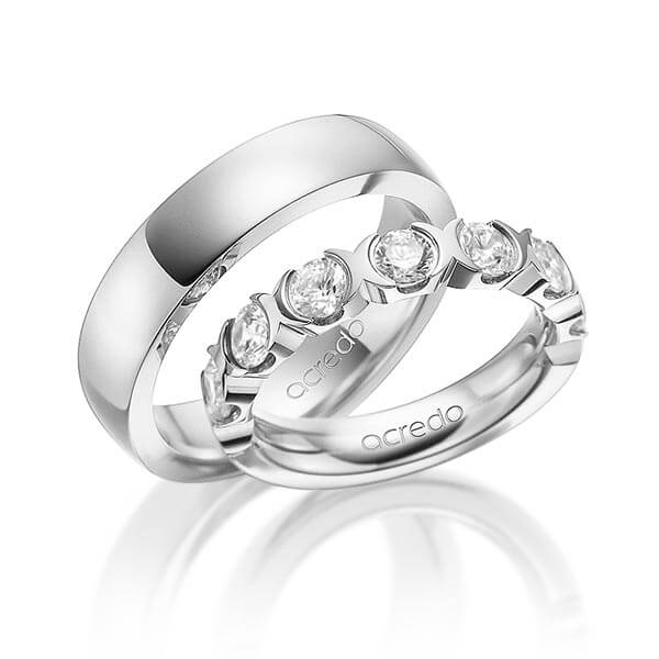 Set in witgoud 14 kt. met in totaal 1,4 ct. Briljant tw,vs van acredo - A-1580-1 Set in witgoud 14 kt. met in totaal 1,4 ct. Briljant tw,vs van acredo - A-1580-1