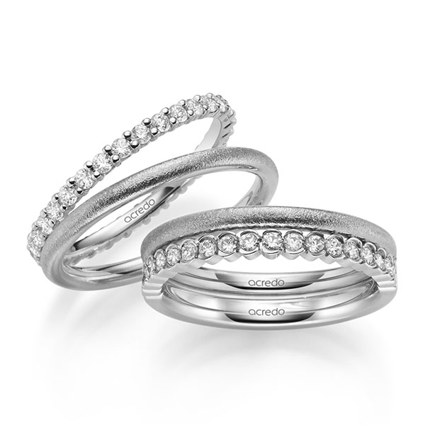 Set in witgoud 14 kt. met in totaal 1 ct. Briljant tw/si van acredo