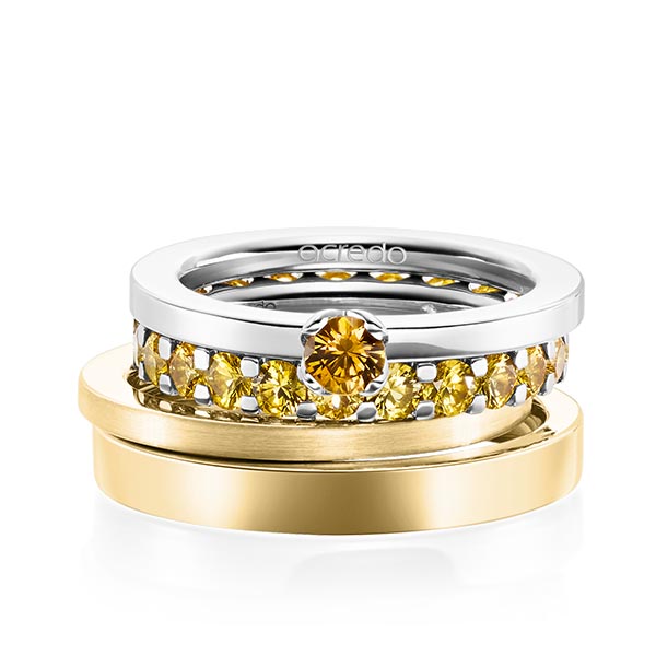 Set in witgoud 14 kt. met in totaal 2,32 ct. Briljant Saffier Geel van acredo - A-1986-1 Set in witgoud 14 kt. met in totaal 2,32 ct. Briljant Saffier Geel van acredo - A-1986-1