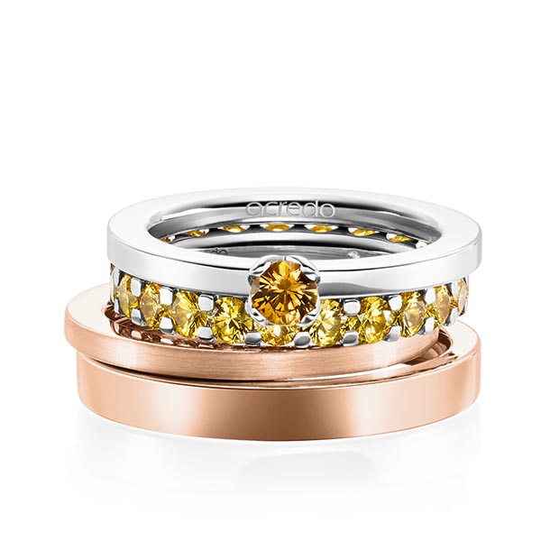 Set in witgoud 14 kt. met in totaal 2,32 ct. Briljant Saffier Geel van acredo - A-1986-6 Set in witgoud 14 kt. met in totaal 2,32 ct. Briljant Saffier Geel van acredo - A-1986-6
