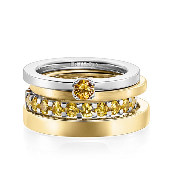 Set in witgoud 14 kt. met in totaal 2,32 ct. Briljant Saffier Geel van acredo