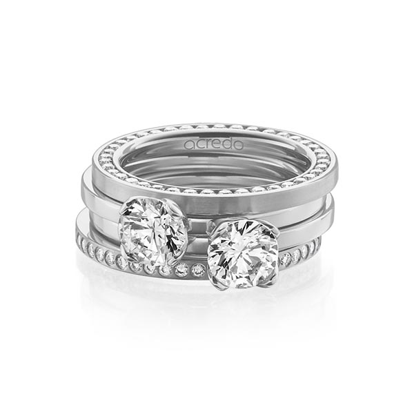 Set in witgoud 18 kt. volledig gezet met 1 ct. + in totaal 1,055 ct. Briljant & Briljanten tw/si tw,vs van acredo - A-1225-12 Set in witgoud 18 kt. volledig gezet met 1 ct. + in totaal 1,055 ct. Briljant & Briljanten tw/si tw,vs van acredo - A-1225-12
