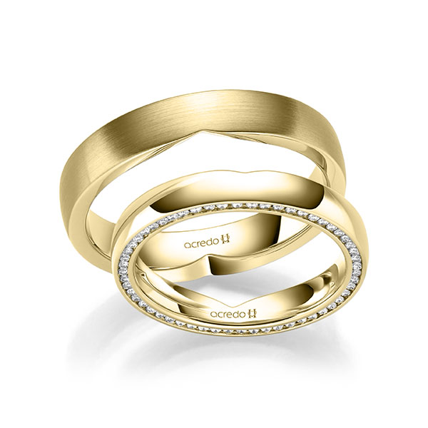 Set Klassieke Memoire-trouwringen in geelgoud 14 kt. volledig gezet met in totaal 0,27 ct. Briljant tw/si van acredo - A-2295-3 Set Klassieke Memoire-trouwringen in geelgoud 14 kt. volledig gezet met in totaal 0,27 ct. Briljant tw/si van acredo - A-2295-3
