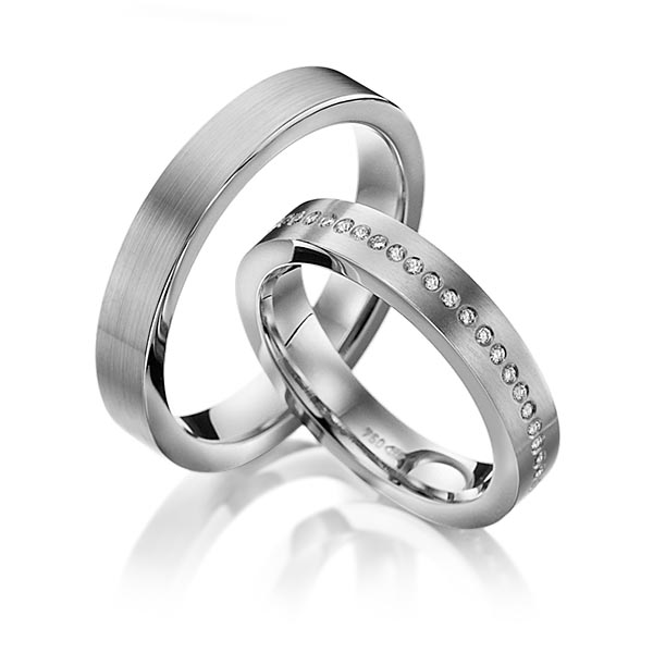 Set klassieke Memoire-trouwringen in palladium 14 kt. half gezet met in totaal 0,14 ct. Briljant tw/si van Eternal Touch - Y-1119-3 Set klassieke Memoire-trouwringen in palladium 14 kt. half gezet met in totaal 0,14 ct. Briljant tw/si van Eternal Touch - Y-1119-3
