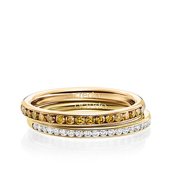 Set klassieke Memoire-trouwringen in roségoud 14 kt. half gezet met in totaal 0,55 ct. Briljant Cognac tw/si van acredo - A-1666-1