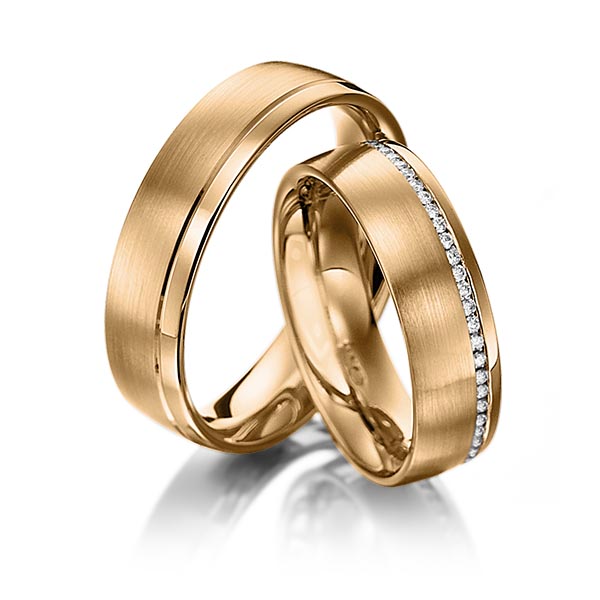 Set Klassieke Memoire-trouwringen in roségoud 14 kt. volledig gezet met in totaal 0,305 ct. Briljant tw/si van Eternal Touch - Y-1132-5 Set Klassieke Memoire-trouwringen in roségoud 14 kt. volledig gezet met in totaal 0,305 ct. Briljant tw/si van Eternal Touch - Y-1132-5