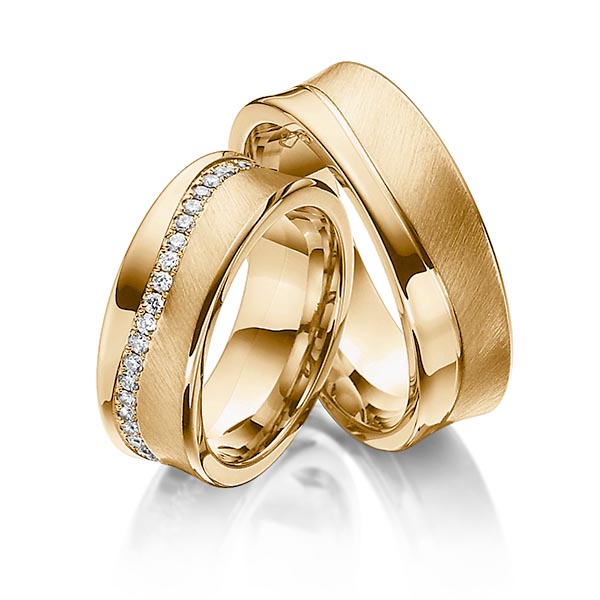 Set Klassieke Memoire-trouwringen in roségoud 14 kt. volledig gezet met in totaal 0,47 ct. Briljant tw/si van Steinberg - Q-1193-9 Set Klassieke Memoire-trouwringen in roségoud 14 kt. volledig gezet met in totaal 0,47 ct. Briljant tw/si van Steinberg - Q-1193-9