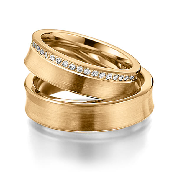 Set Klassieke Memoire-trouwringen in roségoud 14 kt. volledig gezet met in totaal 0,48 ct. Briljant tw/si van Steinberg - Q-1081-5