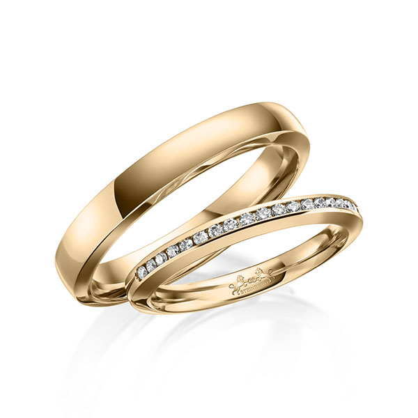 Set klassieke Memoire-trouwringen in roségoud 18 kt. half gezet met in totaal 0,23 ct. Briljant tw/si van Steinberg - Q-1635-4 Set klassieke Memoire-trouwringen in roségoud 18 kt. half gezet met in totaal 0,23 ct. Briljant tw/si van Steinberg - Q-1635-4