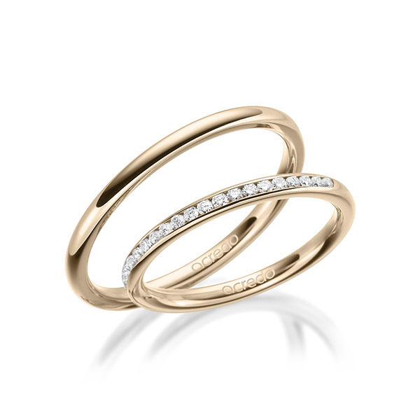 Set klassieke Memoire-trouwringen in Signature Goud 585 half gezet met in totaal 0,23 ct. Briljant tw/si van acredo - A-1672-5