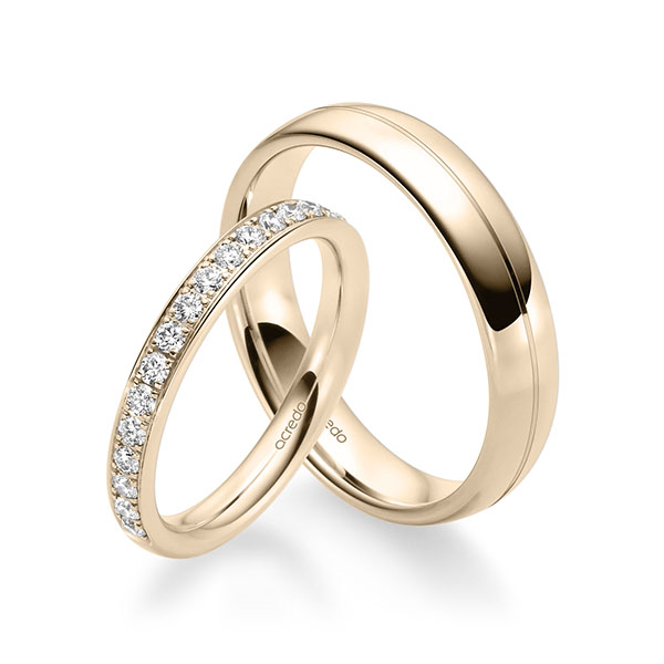 Set Klassieke Memoire-trouwringen in Signature Goud 585 half gezet met in totaal 0,4 ct. Briljant tw/si van acredo - A-2325-6 Set Klassieke Memoire-trouwringen in Signature Goud 585 half gezet met in totaal 0,4 ct. Briljant tw/si van acredo - A-2325-6