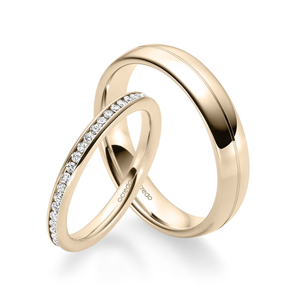 Set klassieke Memoire-trouwringen in Signature Goud 585 volledig gezet met in totaal 0,46 ct. Briljant tw/si van acredo - A-1681-6