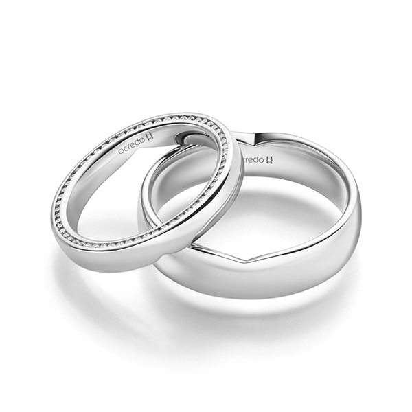 Set Klassieke Memoire-trouwringen in witgoud 14 kt. volledig gezet met in totaal 0,27 ct. Briljant tw/si van acredo - A-2248-1 Set Klassieke Memoire-trouwringen in witgoud 14 kt. volledig gezet met in totaal 0,27 ct. Briljant tw/si van acredo - A-2248-1