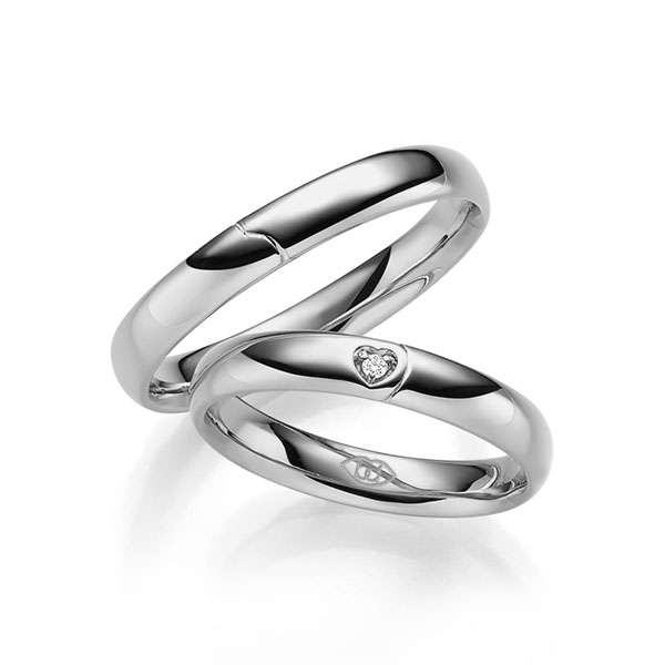 Set Klassieke trouwringen in 600 Platinahoudend metaal (60%) met in totaal 0,015 ct. Briljant tw/si - UQ-1130-4