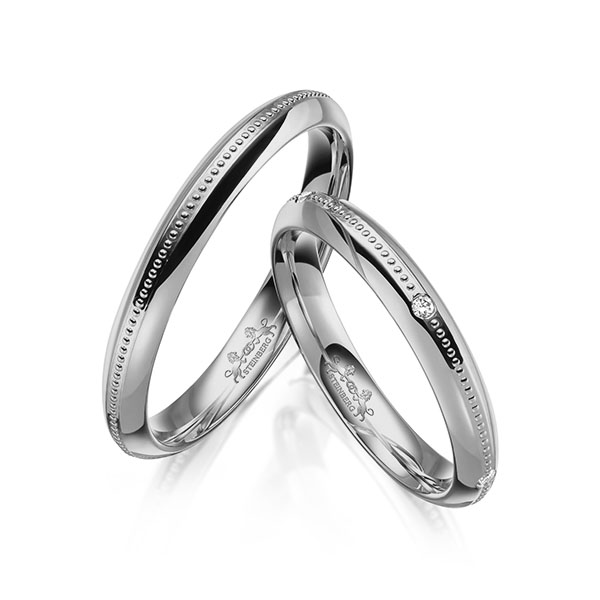 Set Klassieke trouwringen in 600 Platinahoudend metaal (60%) met in totaal 0,05 ct. Briljant tw/si van Steinberg