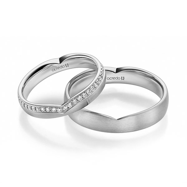 Set Klassieke trouwringen in 600 Platinahoudend metaal (60%) met in totaal 0,384 ct. Briljant tw/si van acredo Set Klassieke trouwringen in 600 Platinahoudend metaal (60%) met in totaal 0,384 ct. Briljant tw/si van acredo