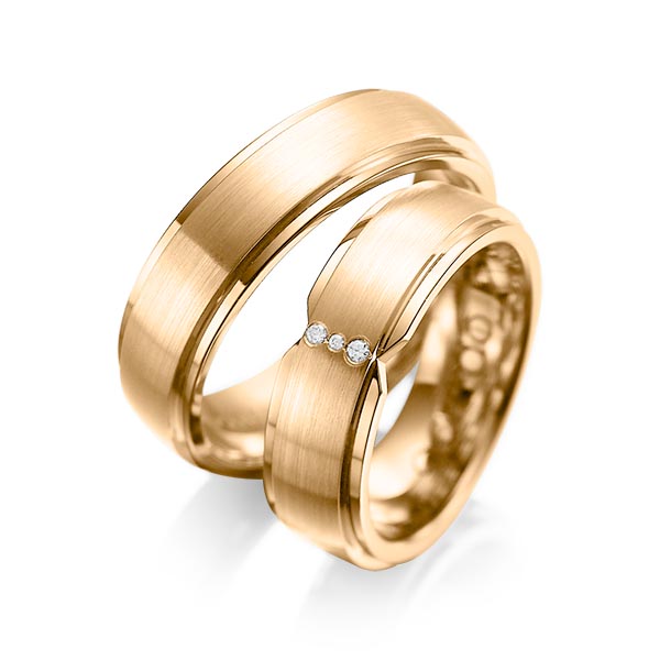 Set Klassieke trouwringen in buiten roségoud 14 kt. , binnen roségoud 14 kt. met in totaal 0,025 ct. Briljant tw/si van acredo - A-1063-9