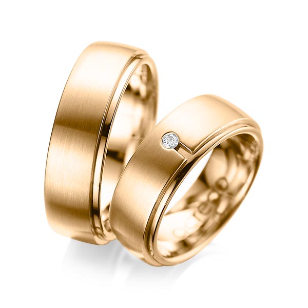 Set Klassieke trouwringen in buiten roségoud 14 kt. , binnen roségoud 14 kt. met in totaal 0,03 ct. Briljant tw/si van acredo - A-1090-9