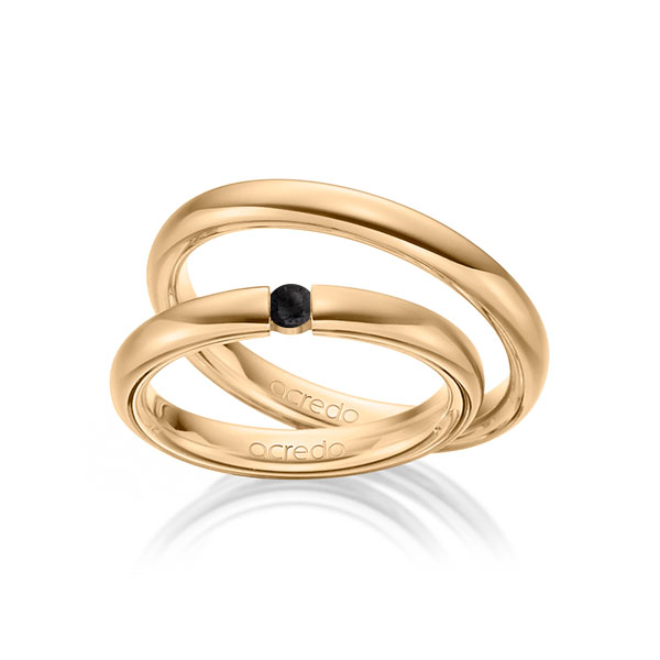 Set klassieke trouwringen in buiten roségoud 14 kt. , binnen roségoud 14 kt. met in totaal 0,08 ct. Briljant Zwart van acredo - A-1464-19