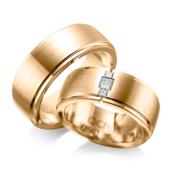 Set Klassieke trouwringen in buiten roségoud 14 kt. , binnen roségoud 14 kt. met in totaal 0,21 ct. Princess-Diamant tw/si van acredo - A-1087-10