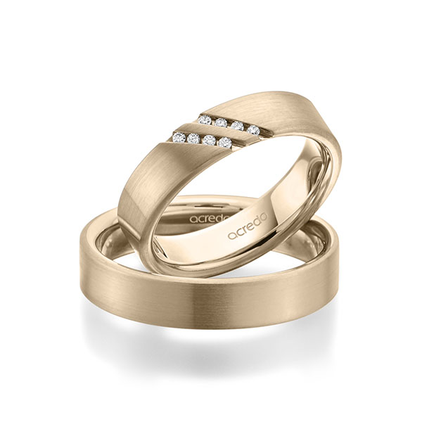 Set klassieke trouwringen in buiten Signature Goud 585 , binnen Signature Goud 585 met in totaal 0,064 ct. Briljant tw/si van acredo - A-1946-12