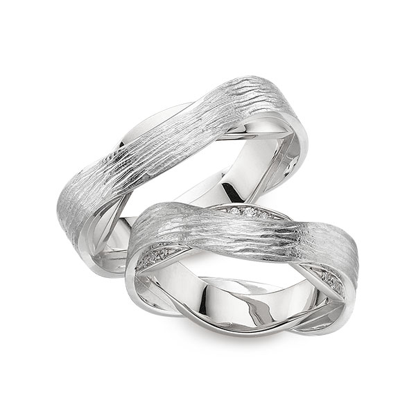 Set Klassieke trouwringen in buiten witgoud 14 kt. , binnen witgoud 14 kt. met in totaal 0,054 ct. Briljant tw/si van Eternal Touch