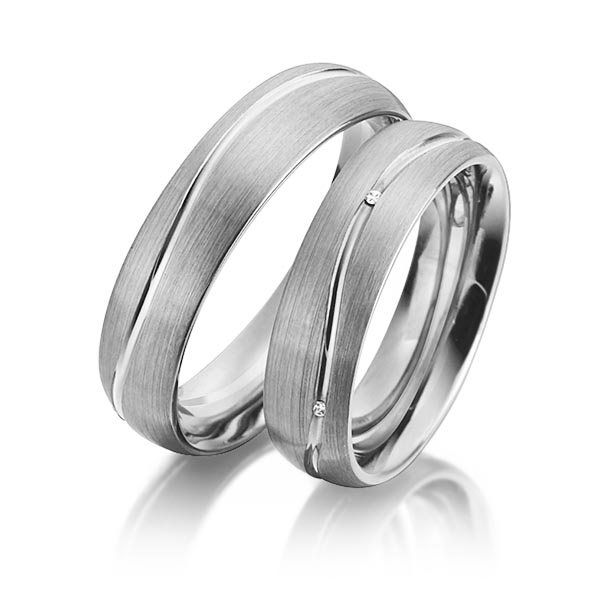 Set Klassieke trouwringen in dark grey gold 14 kt. met in totaal 0,025 ct. Briljant tw/si van Eternal Touch - P-1153-8 Set Klassieke trouwringen in dark grey gold 14 kt. met in totaal 0,025 ct. Briljant tw/si van Eternal Touch - P-1153-8