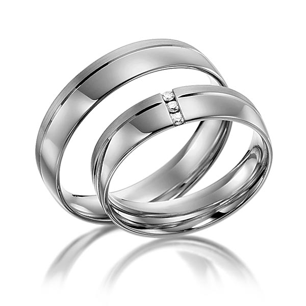 Set Klassieke trouwringen in dark grey gold 14 kt. met in totaal 0,03 ct. Briljant tw/si van acredo - S-1105-12