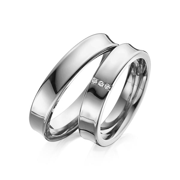 Set klassieke trouwringen in dark grey gold 14 kt. met in totaal 0,03 ct. Briljant tw/si van Steinberg - Q-1080-1