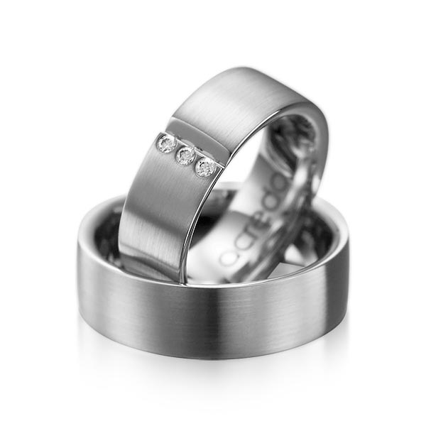 Set klassieke trouwringen in dark grey gold 14 kt. met in totaal 0,06 ct. Briljant tw/si van acredo - A-1068-2