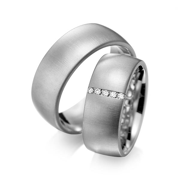 Set klassieke trouwringen in dark grey gold 14 kt. met in totaal 0,075 ct. Briljant tw/si van acredo - A-1092-5