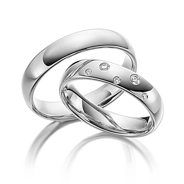 Set klassieke trouwringen in dark grey gold 14 kt. met in totaal 0,09 ct. Briljant tw/si van Steinberg - Q-1165-6 Set klassieke trouwringen in dark grey gold 14 kt. met in totaal 0,09 ct. Briljant tw/si van Steinberg - Q-1165-6