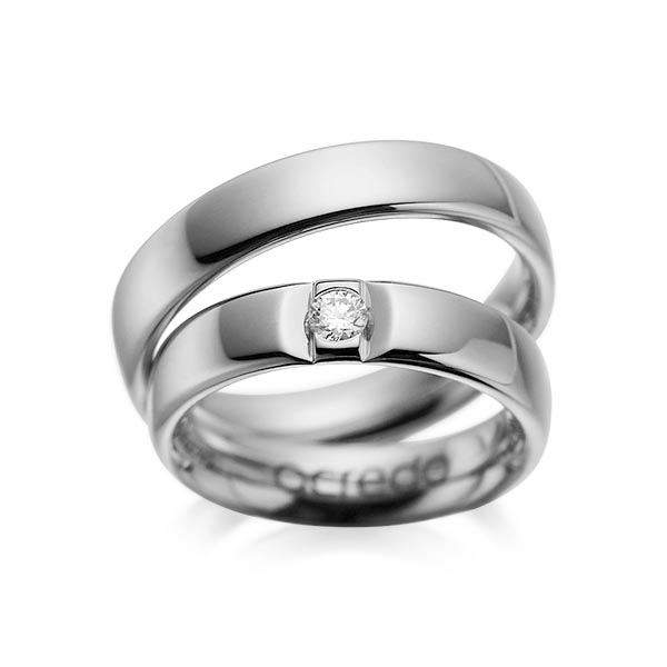 Set klassieke trouwringen in dark grey gold 14 kt. met in totaal 0,12 ct. Briljant tw/si van acredo - A-1089-2