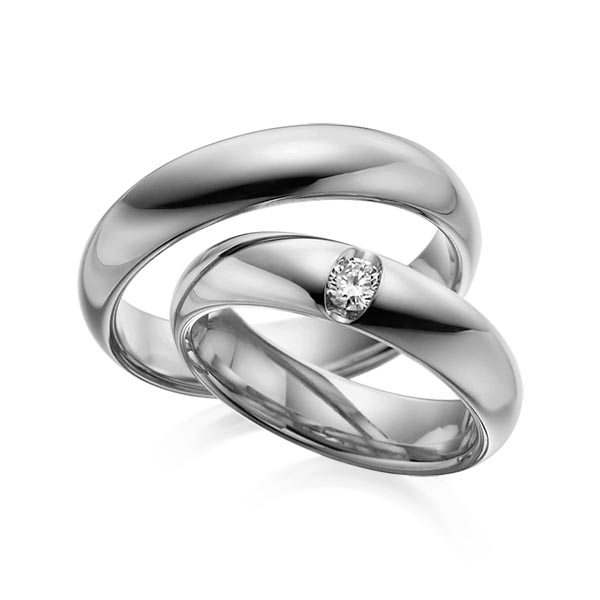 Set klassieke trouwringen in dark grey gold 14 kt. met in totaal 0,15 ct. Briljant tw/si van Steinberg - Q-1068-6