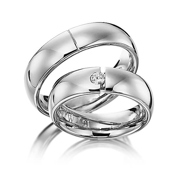 Set Klassieke trouwringen in dark grey gold 14 kt. met in totaal 0,1 ct. Briljant tw/si van Eternal Touch